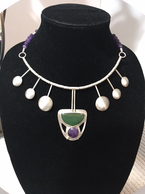 Amethyst and Aventurine Cleopatra Necklace