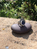 Sea Glass and Tourmaline Ring Size 7.25