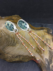 Ocean Jasper and Bead Fringe Earrings