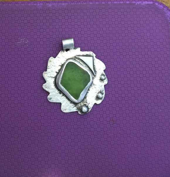 Green Sea Glass Pendant (no chain)