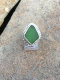 Green Sea Glass Ring, Size 7