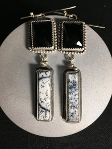 Onyx and Dendrite Earrings