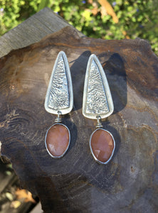 Moonstone and Reticulated Sterling Earrings