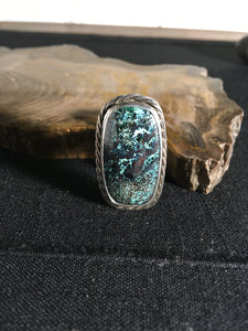 Unisex Shattukite and Chrysocolla Ring Size 9.5